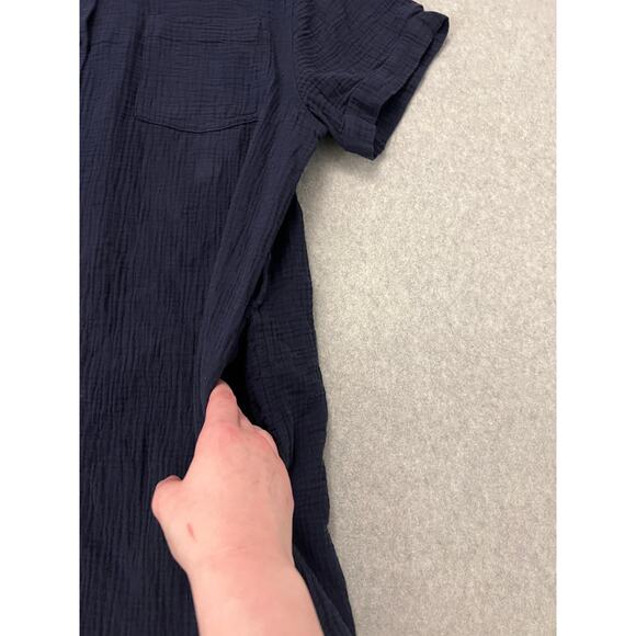 Weatherproof Vintage Tunic Short Dress Womens XL Short Sleeve Button Up Navy - Picture 10 of 11